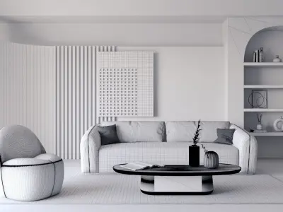 Contemporary Living Room 02 3D model