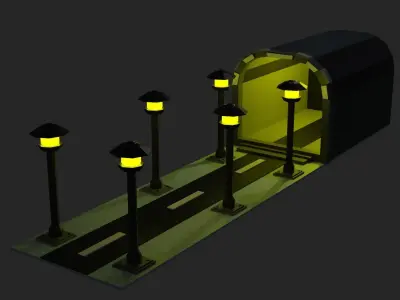 Subway road at night  Free low-poly 3D model