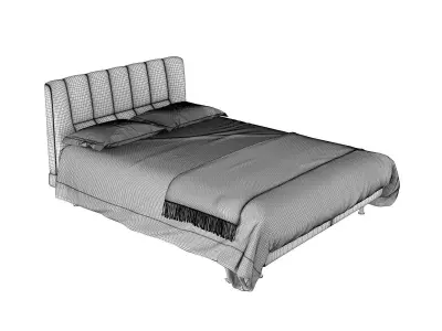 Evisa Bed with Camel Plaid 3D model