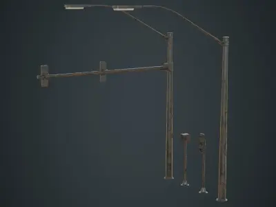 Stop Light 1C Low-poly 3D model