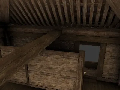 Medieval wood house 3 floors enterable 3D model