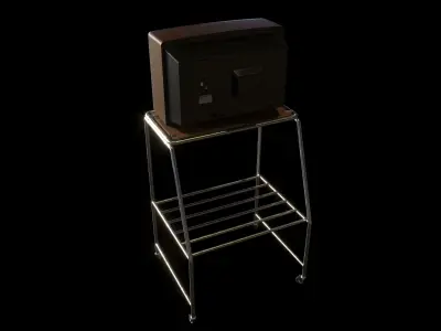 Grundig SuperColor 8642 Vintage TV with Rack 3D model