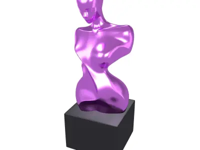 Abstract Woman Half Body Shape Sculpture v2 004 Low-poly 3D model