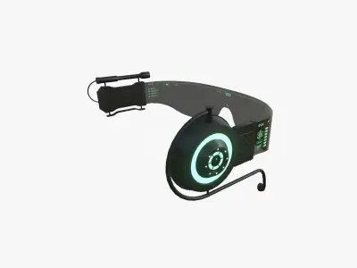 SciFi Glasses D02 Black Green - Character Design Fashion Low-poly 3D model