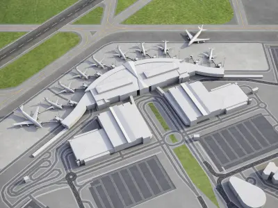 Canberra - Airport - CBR Low-poly 3D model