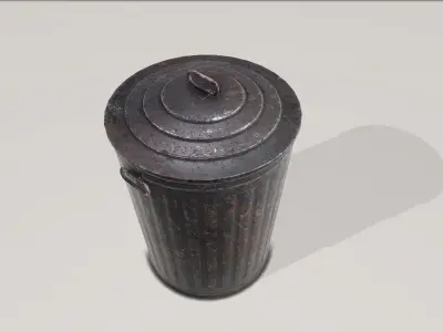 Old Metalic Trashcan Low-poly 3D model