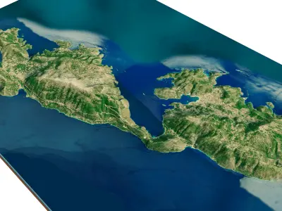 Ithaca Island full 3d model terrain Low-poly 3D model