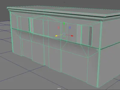 Lowpoly Building with garage Low-poly 3D model