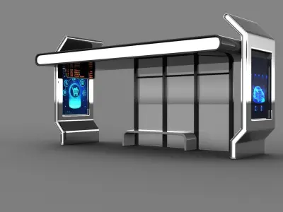 Bus Stop Low-poly 3D model