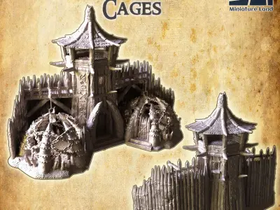 Orc Beast Cages Tabletop Terrain 28 mm 3D print model