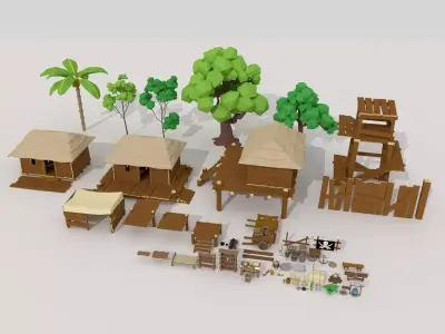 Pitate Village Pack Low-poly 3D model