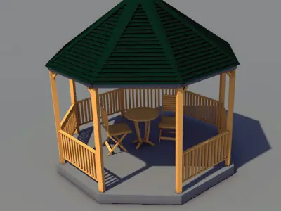 Gazebo 3D model with roof 3D model