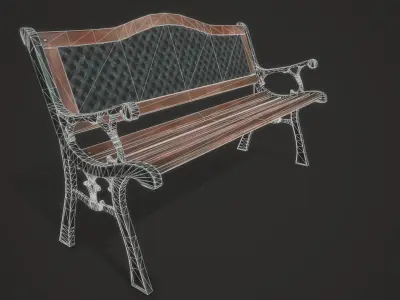 Park Bench Low-poly 3D model 6