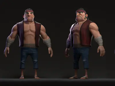 Street Fighter stylized Low-poly 3D model