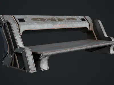 10 Sci-fi Bench Game Ready Low-poly 3D model