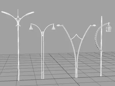 environment street light set Low-poly 3D model