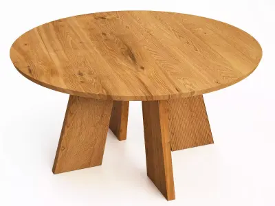 Hakama round walnut dining table 3D model