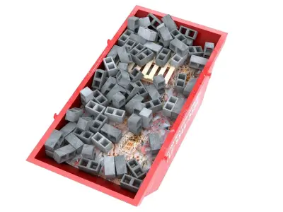 Industrial Container with concrete blocks VOL 2 3D model