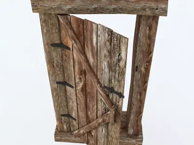 Old Wooden Door 02 Low-poly 3D model