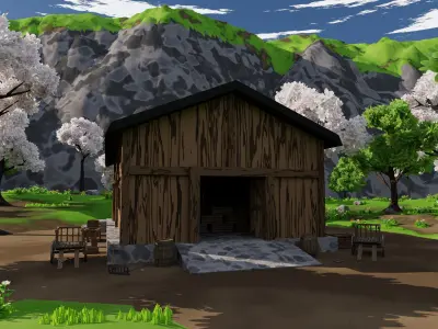 River Mountain Scene 3D model
