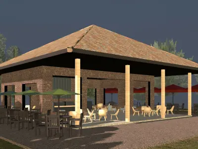 Cafe by small house 3D model