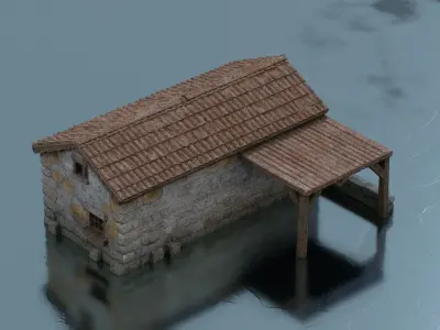 Old cottage Low-poly 3D model