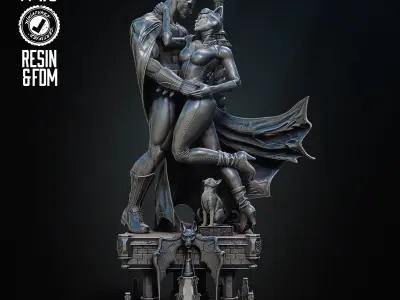 B3DSERK Batman and Catwoman Diorama Tested for 3D printing 3D print model
