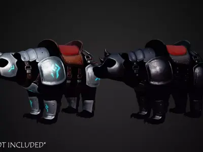 Heavy Plate Armor Set for Stylized Animal-Bear Low-poly 3D model