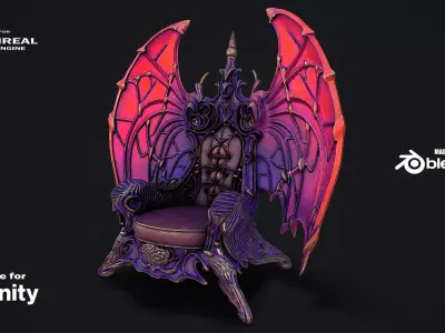 Fantasy Throne 8 game ready 3d model Low-poly 3D model
