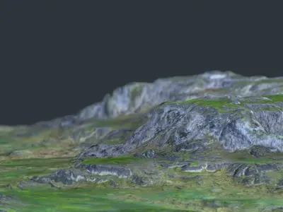 PBR Cinematic Highlands Landscape Low-poly 3D model