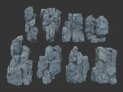 Low poly Gray Modular Rock 230706 Low-poly 3D model