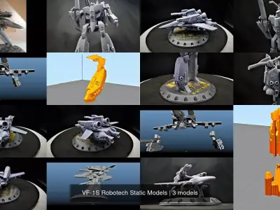 VF-1S Robotech Static Models 3D Model Pack