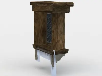 Dormer wooden cabinet with glass doors Low-poly 3D model