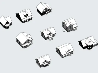 Set of 9 tiny houses 3D model