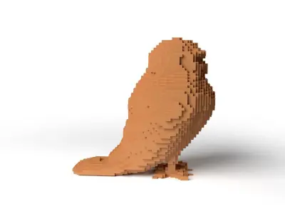 Owl Minecraft Voxel Low-poly 3D model