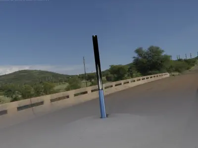 Low-Poly Blue Light Column 28 - Street Light Set-9 Low-poly 3D model