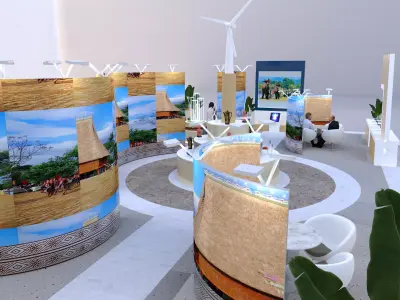 exhibition booth displaying products 3D model