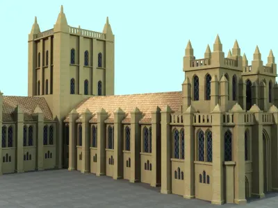 Cathidral cathedral in middle of sky 3D model