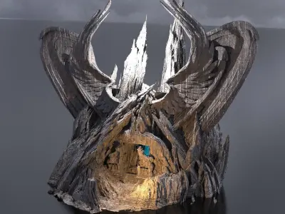 Curved Nephilim Fallen Fortress castle 3D model