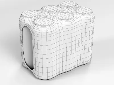 Model of 6x 500ml cans in a plastic shrinkwrap 3D model
