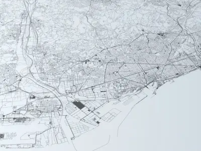 Barcelona Road Network and Streets 3D model