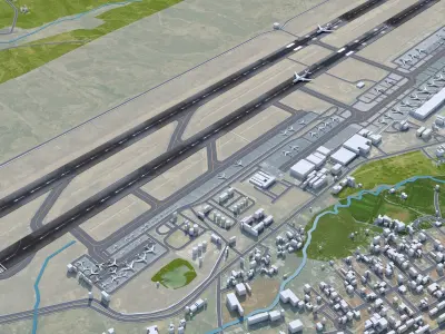 Addis Ababa Bole Airport 10km Low-poly 3D model