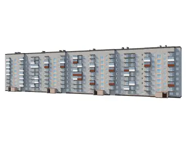 nine-storey house built by the ussr Low-poly 3D model