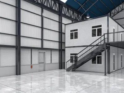 Warehouse 1 with roofs 3D model