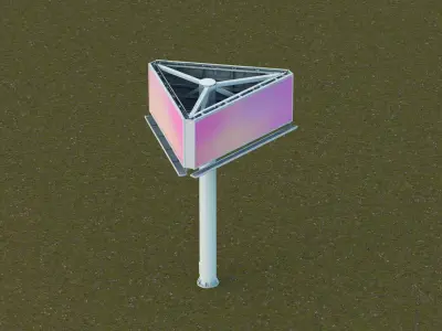 Triangular Billboard structure Low-poly 3D model