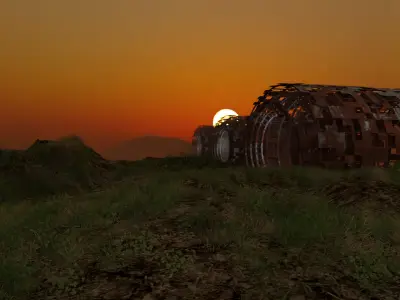 3D realistic scifi landscape scene model  3D model