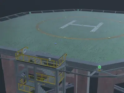 Helicopter industrial landing pad - helipad - airfield Low-poly 3D model