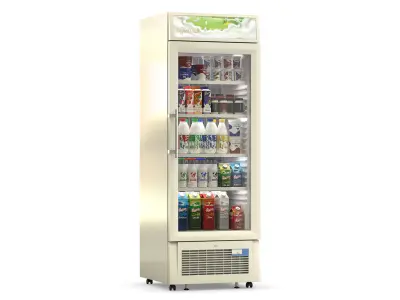 Freezer cabinet with dairy products Low-poly 3D model