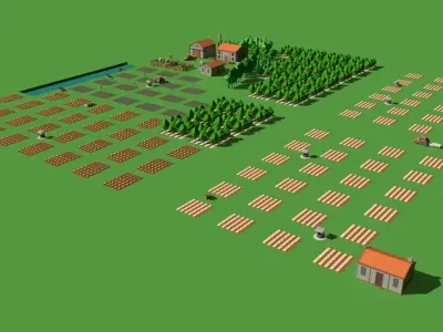 Simple Poly Farm Low-poly 3D model
