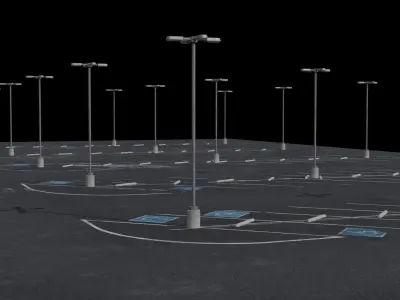 Diagonal Parking Lot Scene With 8K and 4K Textures Low-poly 3D model